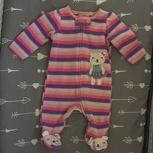 Striped Pink & Purple Baby One-Piece Footed Sleeper